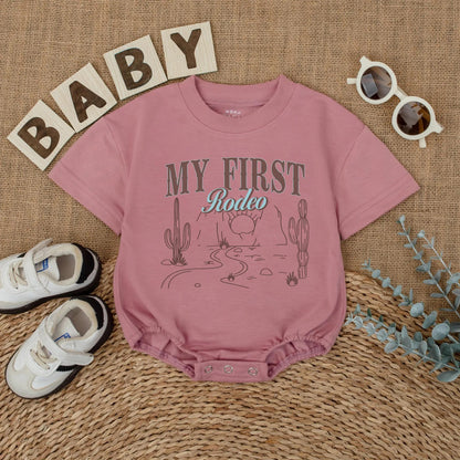 My First Rodeo Baby Romper Custom Name Western Themed First Birthday Outfit Cowboy Baby Clothes