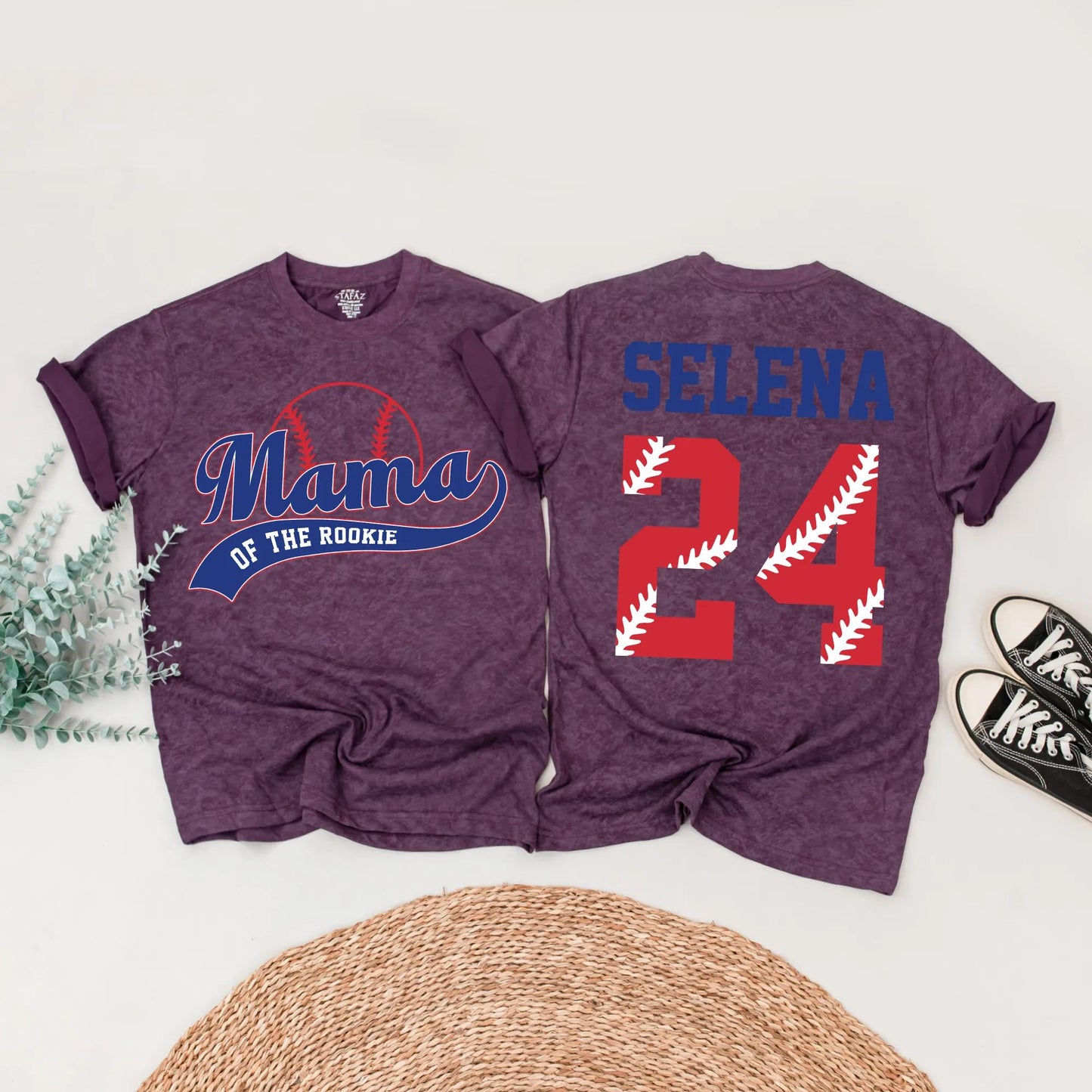 Custom Mama of the Rookie Baseball Birthday Shirt First Birthday Outfit Red White Blue Name Number