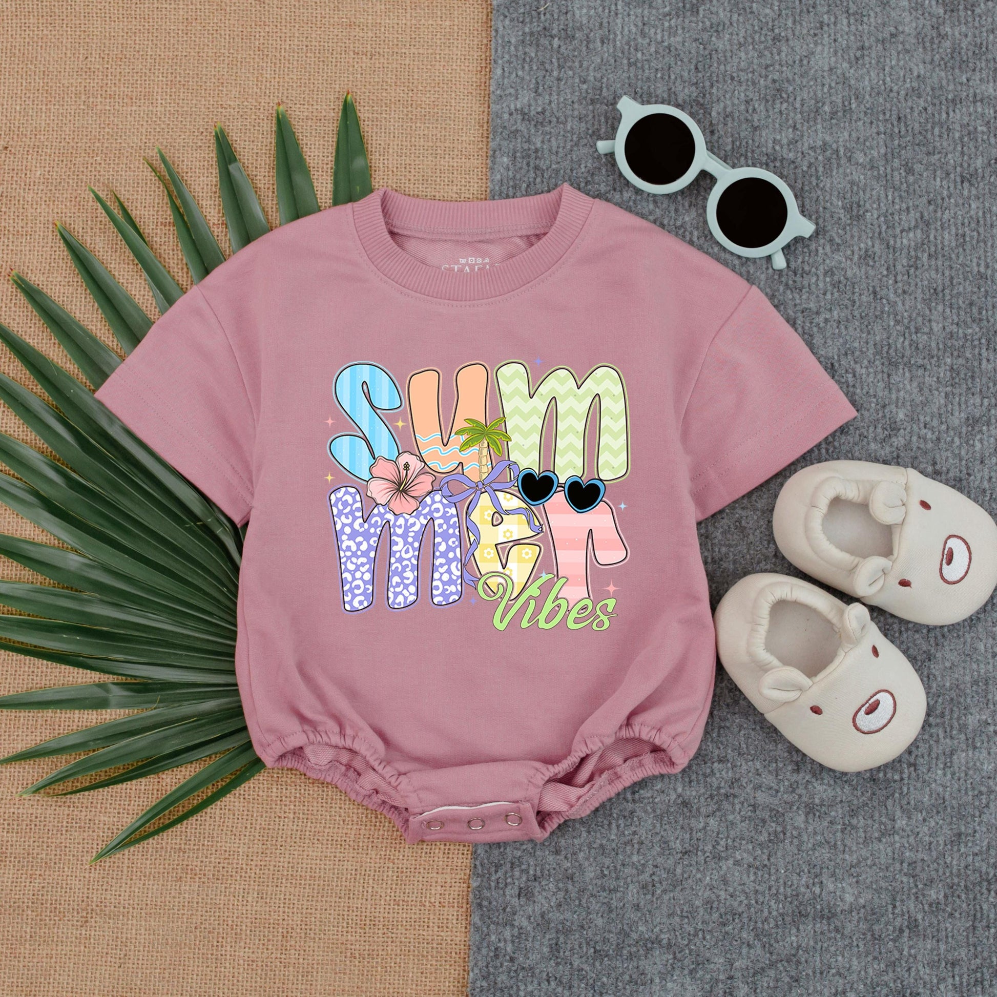 Summer Vibes Baby Bubble Romper, Cute Toddler Summer Outfit, Beach Day T-shirt Romper, Vacation Baby Clothes, Soft & Comfortable