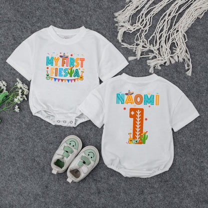 My First Fiesta Baby Bubble Romper Colorful Guitar Sombrero Baby Boy Girl Outfit Mexican Birthday Celebration Clothes