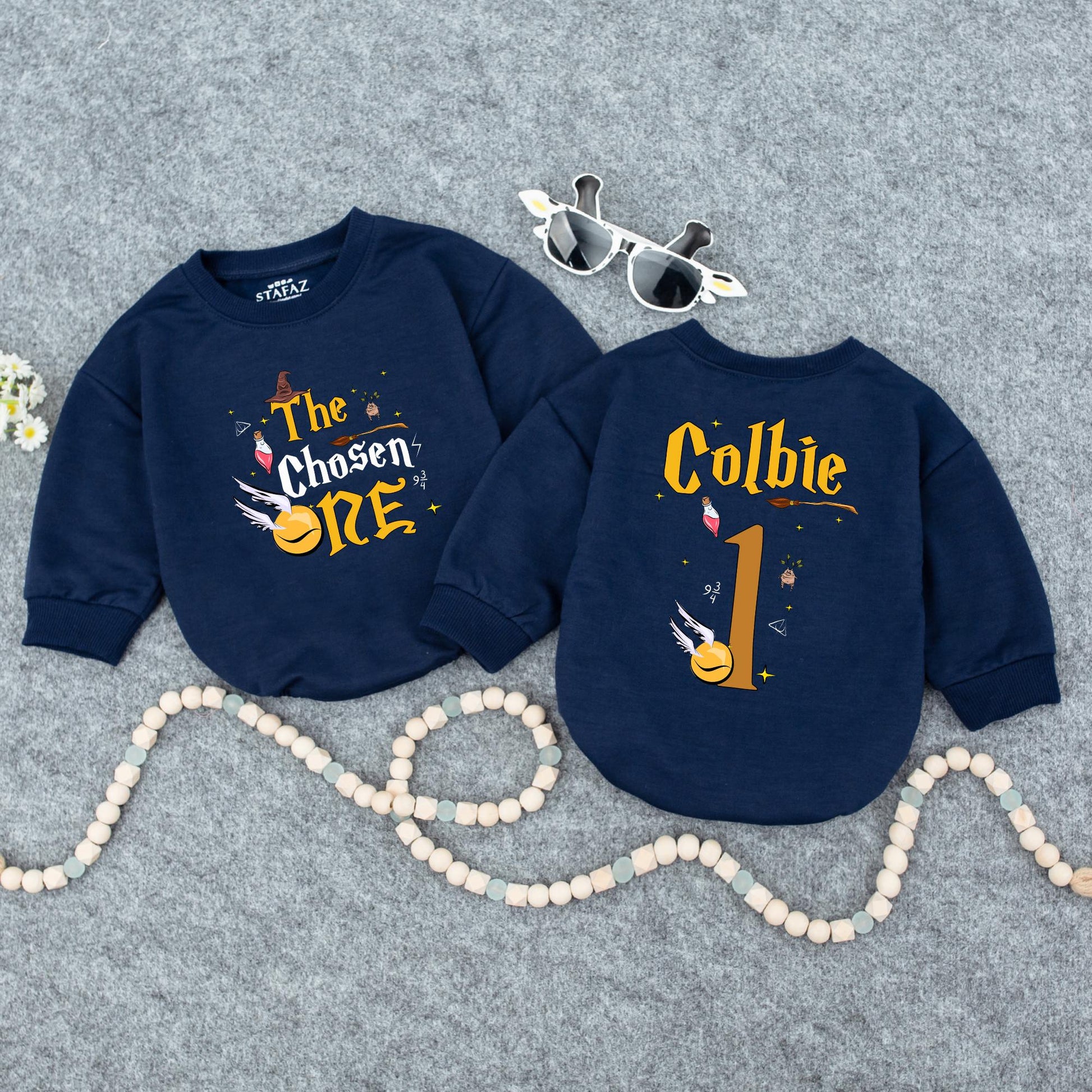 The Chosen One Baby Wizard Birthday Bubble Romper First Birthday Magical Party Outfit Newborn Shower Gift