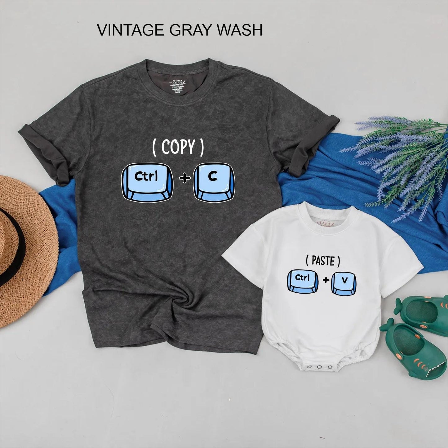 Father's Day Matching Dad and Baby Shirts Funny Copy Paste Tech Themed Custom Outfits Soft Cotton Tees for New Fathers and Baby Gifts