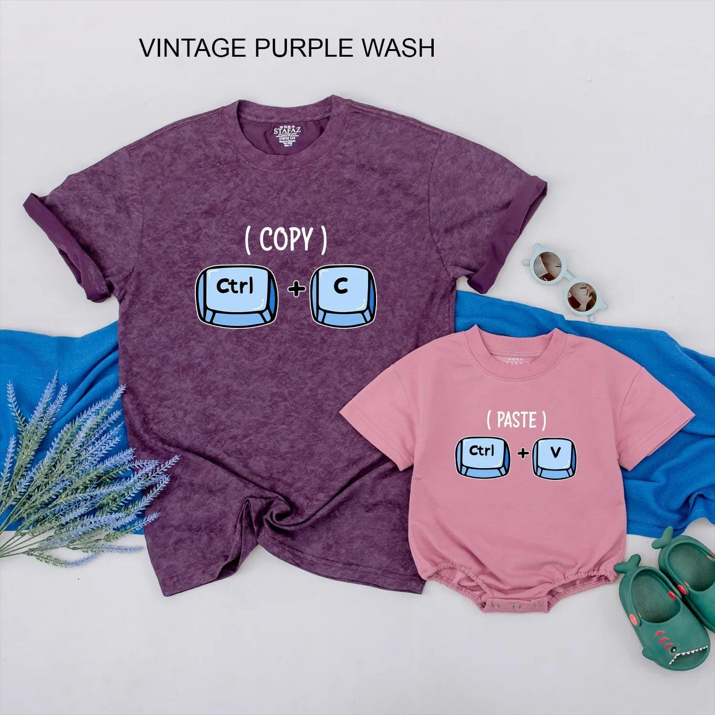 Father's Day Matching Dad and Baby Shirts Funny Copy Paste Tech Themed Custom Outfits Soft Cotton Tees for New Fathers and Baby Gifts