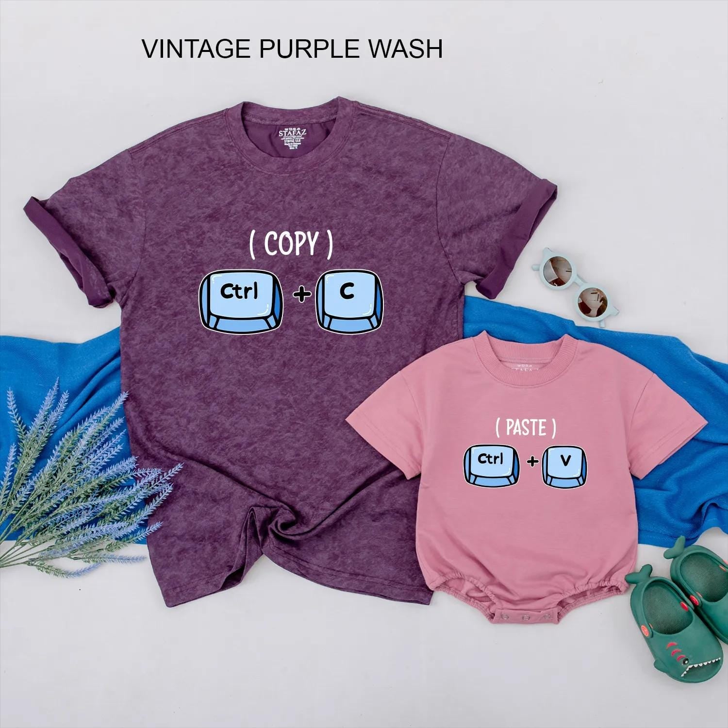 Father's Day Matching Dad and Baby Shirts Funny Copy Paste Tech Themed Custom Outfits Soft Cotton Tees for New Fathers and Baby Gifts