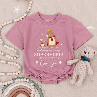 Daddy You're My Superhero Baby Romper Personalized Hero Dad Gift for Father's Day First Birthday Boy