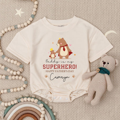 Daddy You're My Superhero Baby Romper Personalized Hero Dad Gift for Father's Day First Birthday Boy