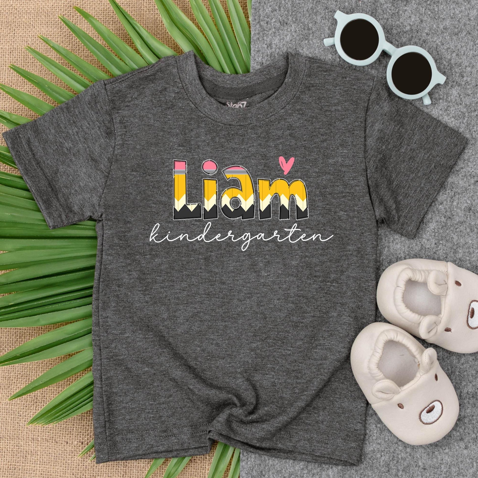 Custom Pencil Name Toddler Shirt Back to School Kindergarten First Day Preschool Outfit Personalized Gift