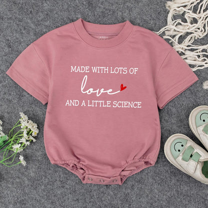 Made with Lots of Love and a Little Science IVF Baby Romper and Sweatshirt Set Cute Science Bodysuit Baby Shower Gift for New Moms and Babies
