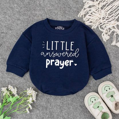 Little Answered Prayer Baby Girl Outfit Soft Pink Cursive Sweatshirt & White Romper Faith Christian Baby Shower Gift 3m-24m