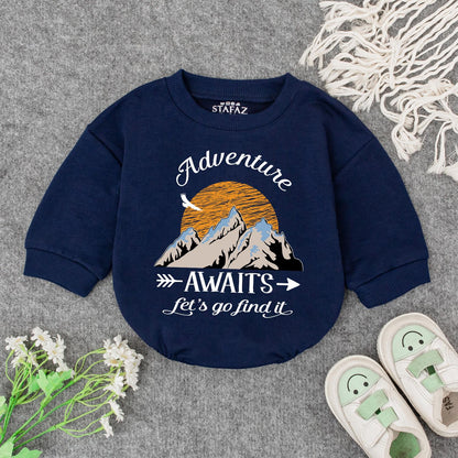Adventure Awaits Baby Romper: Mountain Print Toddler Outfit for Exploring Let's Go Find It Gift Boy Girl Camping Baby Shower