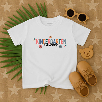 Hello Kindergarten Newbie Back to School Toddler T-Shirt First Day Preschool Outfit Kids Happy Face Design Soft Cotton Gift