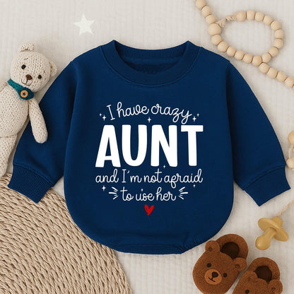 Funny Crazy Aunt Baby Romper Cute Auntie Gift Outfit for Baby Shower Boys Girls Bodysuit Clothes