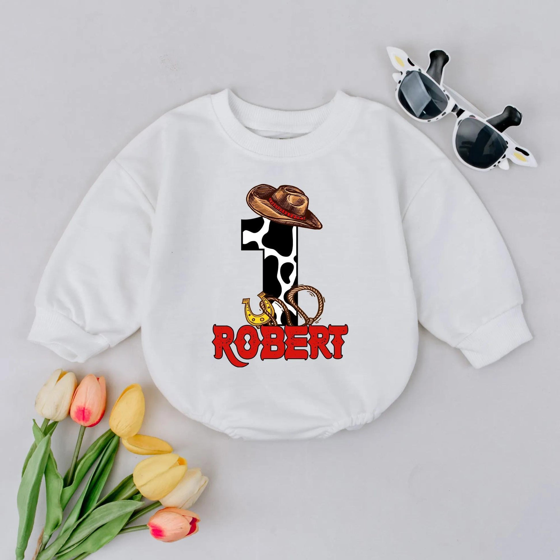 Custom Name Western Baby Romper Retro Cowboy Outfit First Rodeo Birthday Clothes USA Toddler Gift Idea for Boys Girls