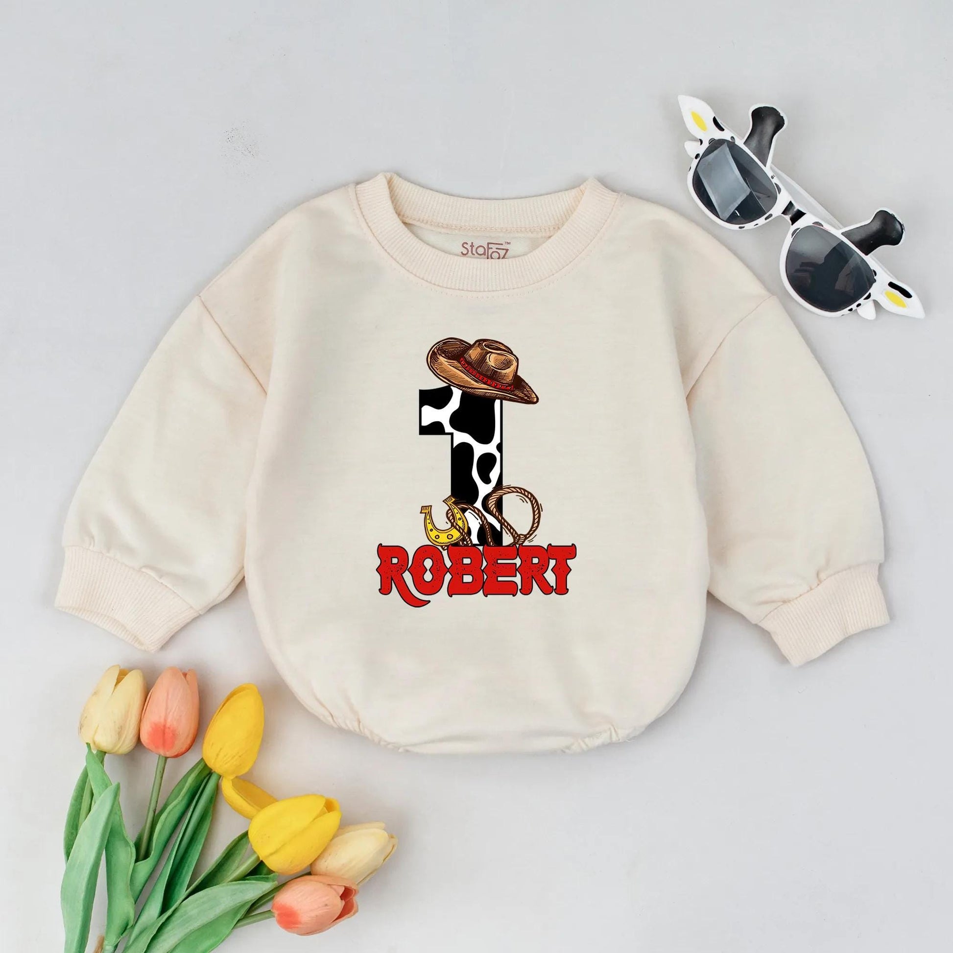 Custom Name Western Baby Romper Retro Cowboy Outfit First Rodeo Birthday Clothes USA Toddler Gift Idea for Boys Girls