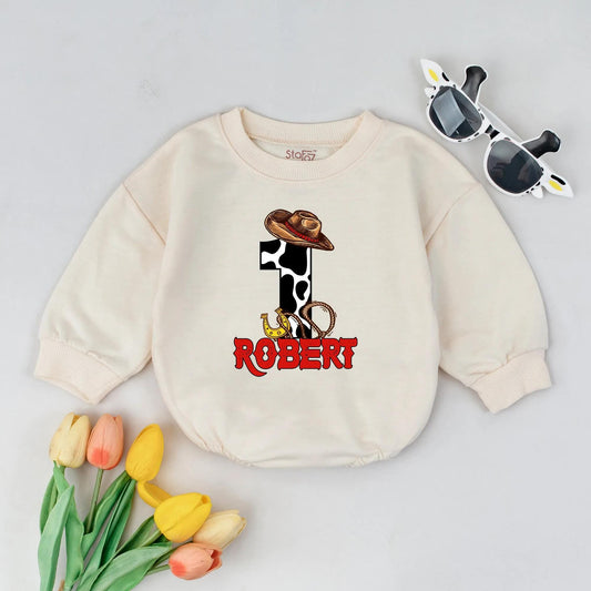 Custom Name Western Baby Romper Retro Cowboy Outfit First Rodeo Birthday Clothes USA Toddler Gift Idea for Boys Girls
