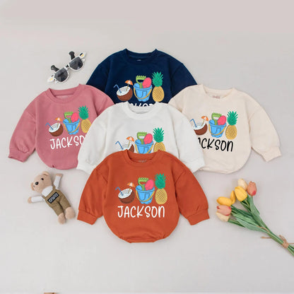 Custom Name Baby Romper: Soft Cotton Summer Outfit for Beach Fun! Personalized Toddler Clothes, Cute Infant Gift
