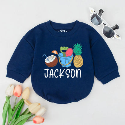 Custom Name Baby Romper: Soft Cotton Summer Outfit for Beach Fun! Personalized Toddler Clothes, Cute Infant Gift