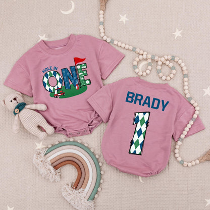 Hole-In-One 1st Birthday Golf Romper Outfit, Brady Number One Birthday, Future Golfer Tee, Golfing First Birthday, Cake Smash Cotton Bodysuit Gift 138