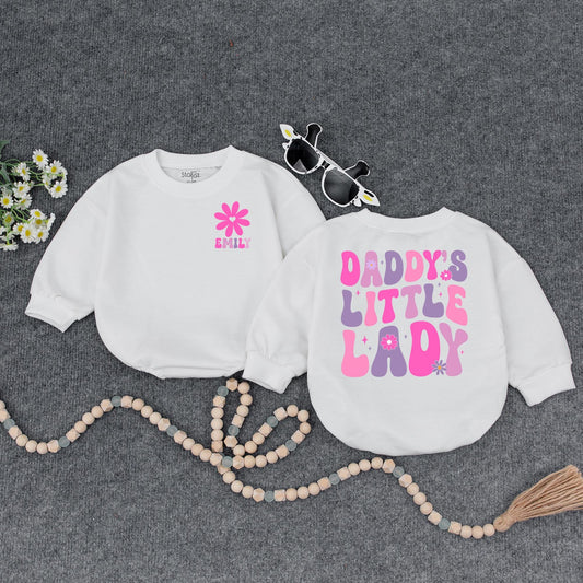 Personalized Daddy's Little Lady Baby Bubble Romper Cute Fathers Day Together Outfit for Infant Girls Daddy's Girl