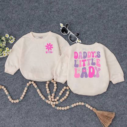 Personalized Daddy's Little Lady Baby Bubble Romper Cute Fathers Day Together Outfit for Infant Girls Daddy's Girl