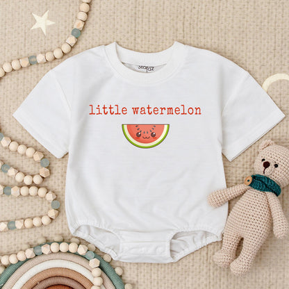 Little Watermelon Baby Romper, Smiling Fruit Bodysuit for Summer Fun! Cute Minimalist Design, Vegan Baby Shower Gift, Soft Cotton Babysuit 134 chars