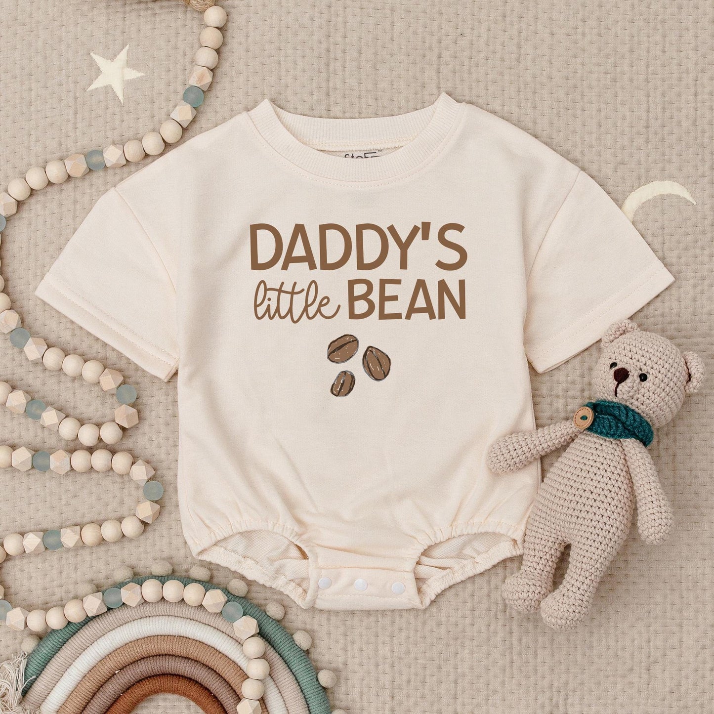 Daddy's Little Bean Baby Romper Cute Coffee Bean Design for New Dads Coffee Lover Baby Shower Outfit Newborn Boy Girl Gift