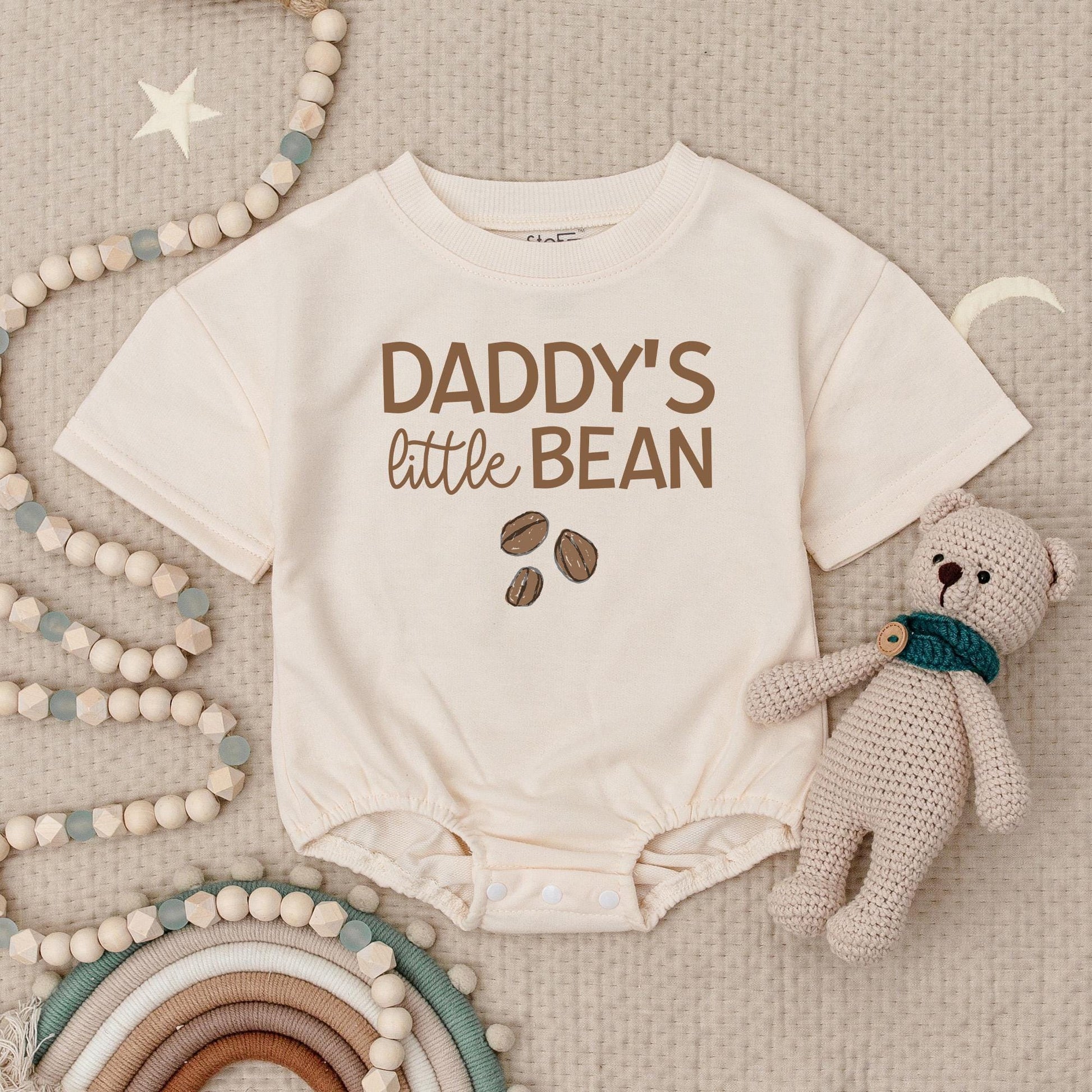 Daddy's Little Bean Baby Romper Cute Coffee Bean Design for New Dads Coffee Lover Baby Shower Outfit Newborn Boy Girl Gift