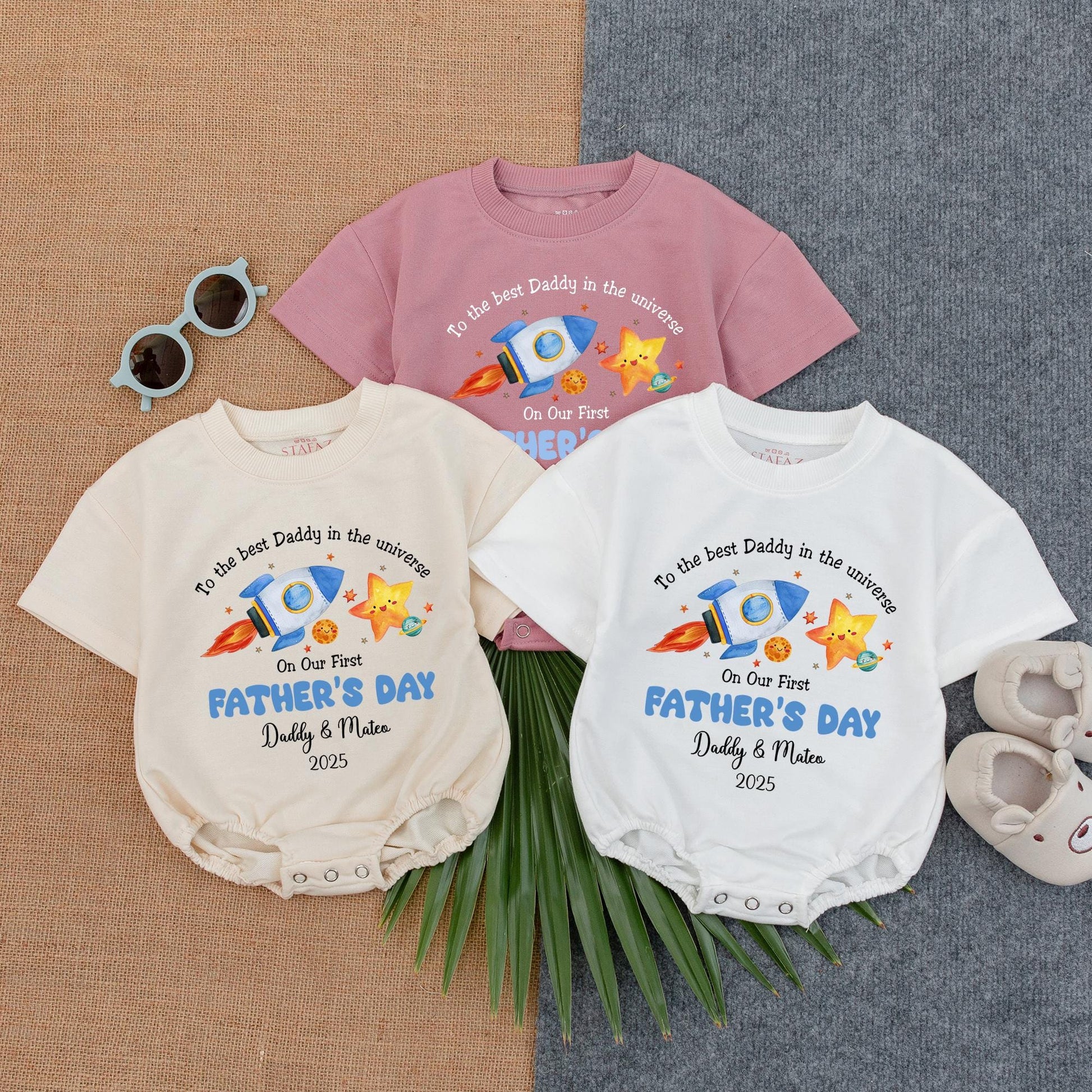 To the Best Daddy in the Universe Personalized Baby Romper First Father's Day Gift Soft Cotton Daddy's Bestie Outfit for Newborn Infant Baby Boy Girl Casual Summer