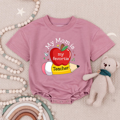 My Mom is My Favorite Teacher Baby Romper Cute First Day Outfit for Daycare Little Scholar Bodysuit Gift for Teacher Mom School Celebration 138char