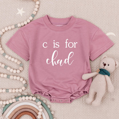 Personalized 'c is for Chad' Baby Romper, Custom Name Infant Bodysuit, Minimalist Baby Shower Gift, Cute Birthday Outfit, Soft Cotton Romper for Toddler