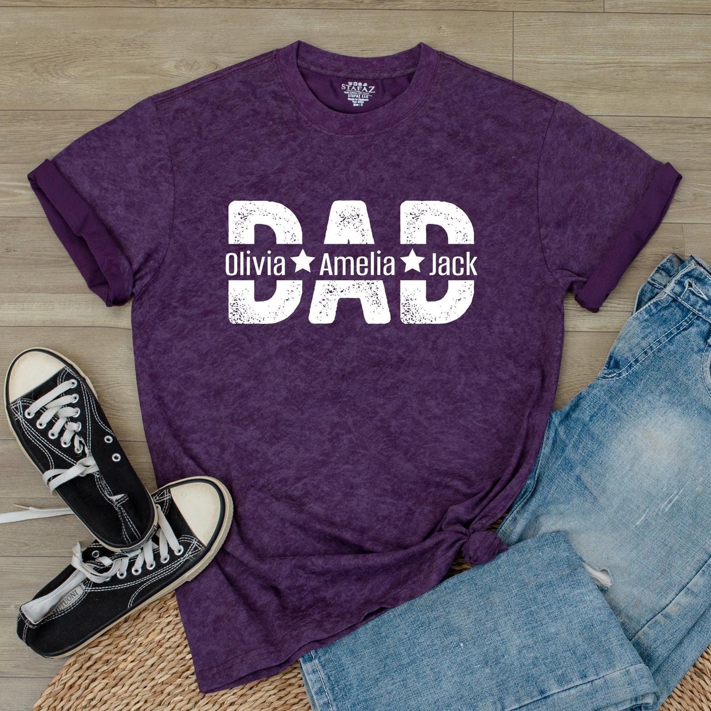 Personalized Dad Est. Shirt with Kids Names Custom Year Father's Day Gift Dad Established T-Shirt Comfortable Cotton