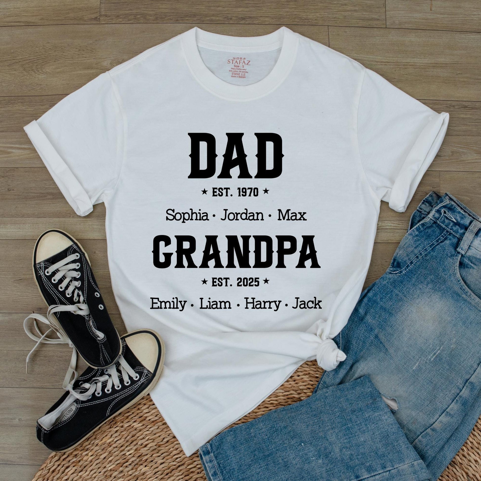 Custom New Grandpa Gift First Dad Now Grandpa Tee Personalized Grandpa Shirt for Husband Husband Gifts