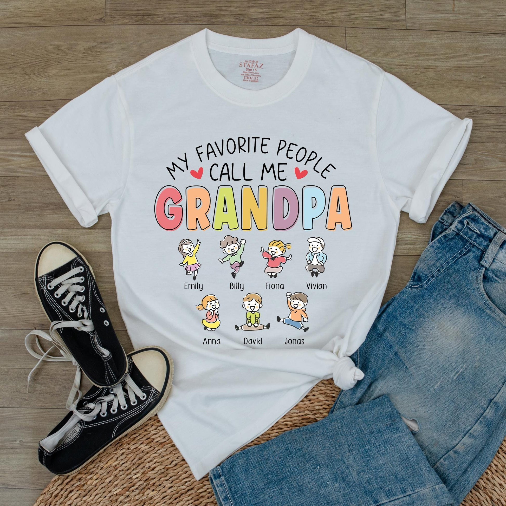 Personalized 'My Favorite People Call Me Grandpa' T-Shirt with Custom Grandkids Names, Heartwarming Father's Day Gift for Grandfathers