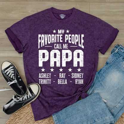 Custom Papa Shirt My Favorite People Call Me Papa Personalized with Kids Names Father's Day Gift Idea