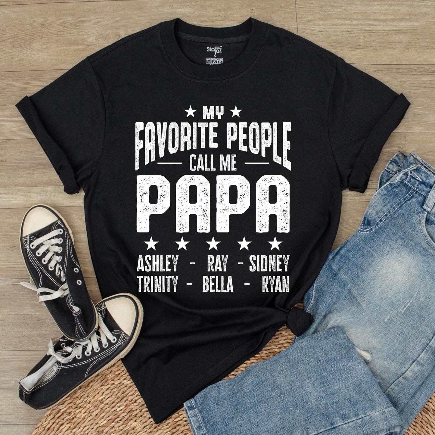 Custom Papa Shirt My Favorite People Call Me Papa Personalized with Kids Names Father's Day Gift Idea