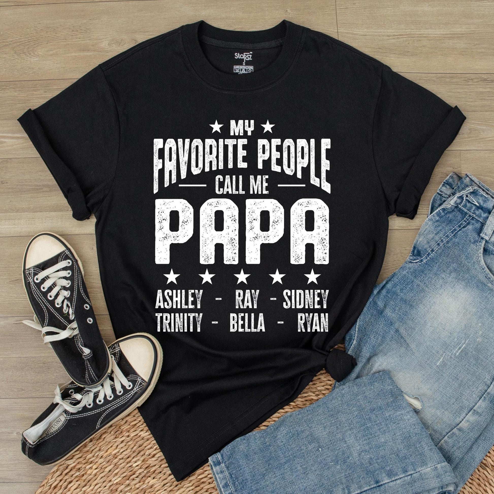 Custom Papa Shirt My Favorite People Call Me Papa Personalized with Kids Names Father's Day Gift Idea