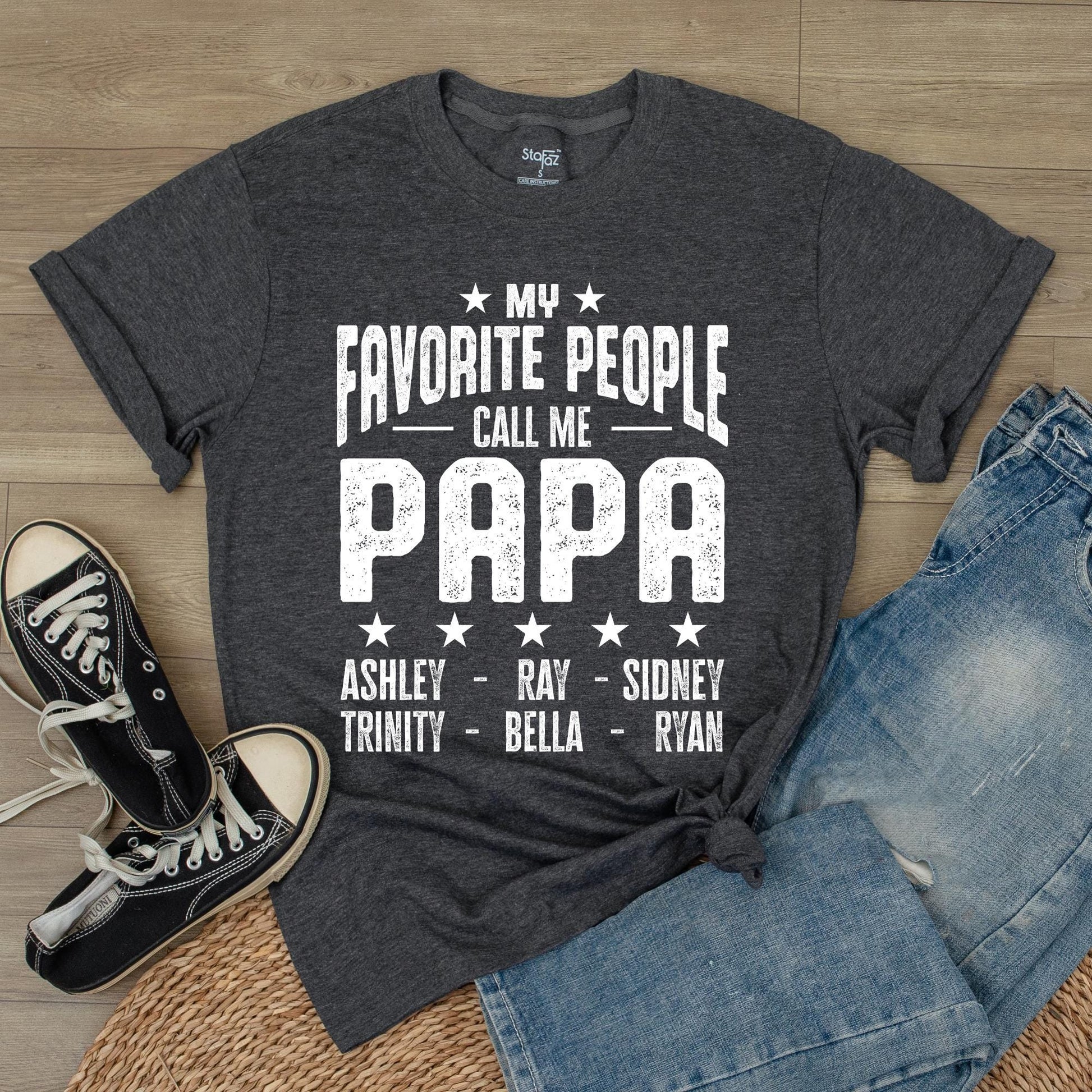 Custom Papa Shirt My Favorite People Call Me Papa Personalized with Kids Names Father's Day Gift Idea