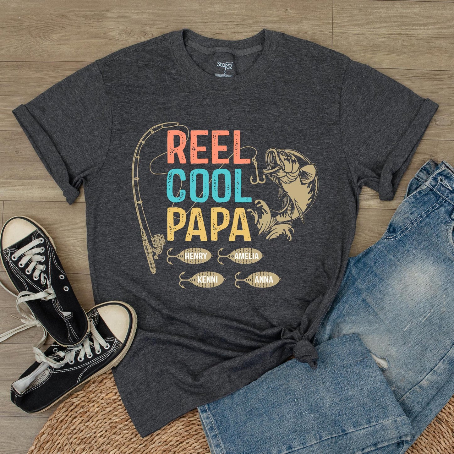 Reel Cool Papa Grandpa Fishing T-Shirt Fishing Lover Grandpa Shirt Gift for Grandpa Papa Gift