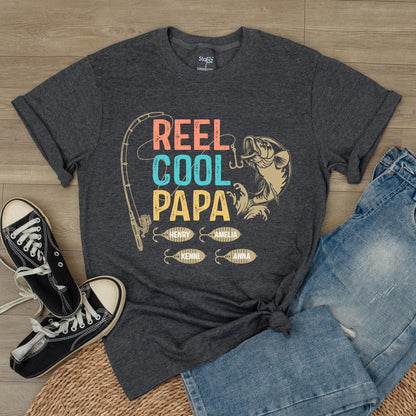Reel Cool Papa Grandpa Fishing T-Shirt Fishing Lover Grandpa Shirt Gift for Grandpa Papa Gift