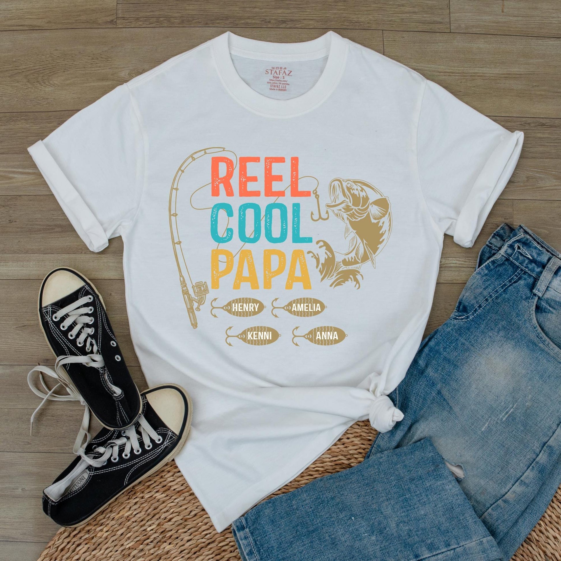 Reel Cool Papa Grandpa Fishing T-Shirt Fishing Lover Grandpa Shirt Gift for Grandpa Papa Gift