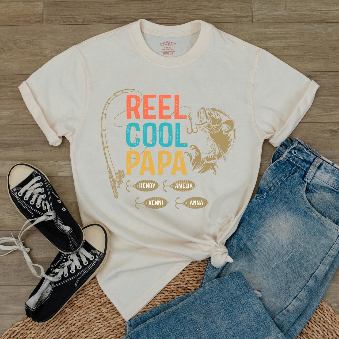Reel Cool Papa Grandpa Fishing T-Shirt Fishing Lover Grandpa Shirt Gift for Grandpa Papa Gift