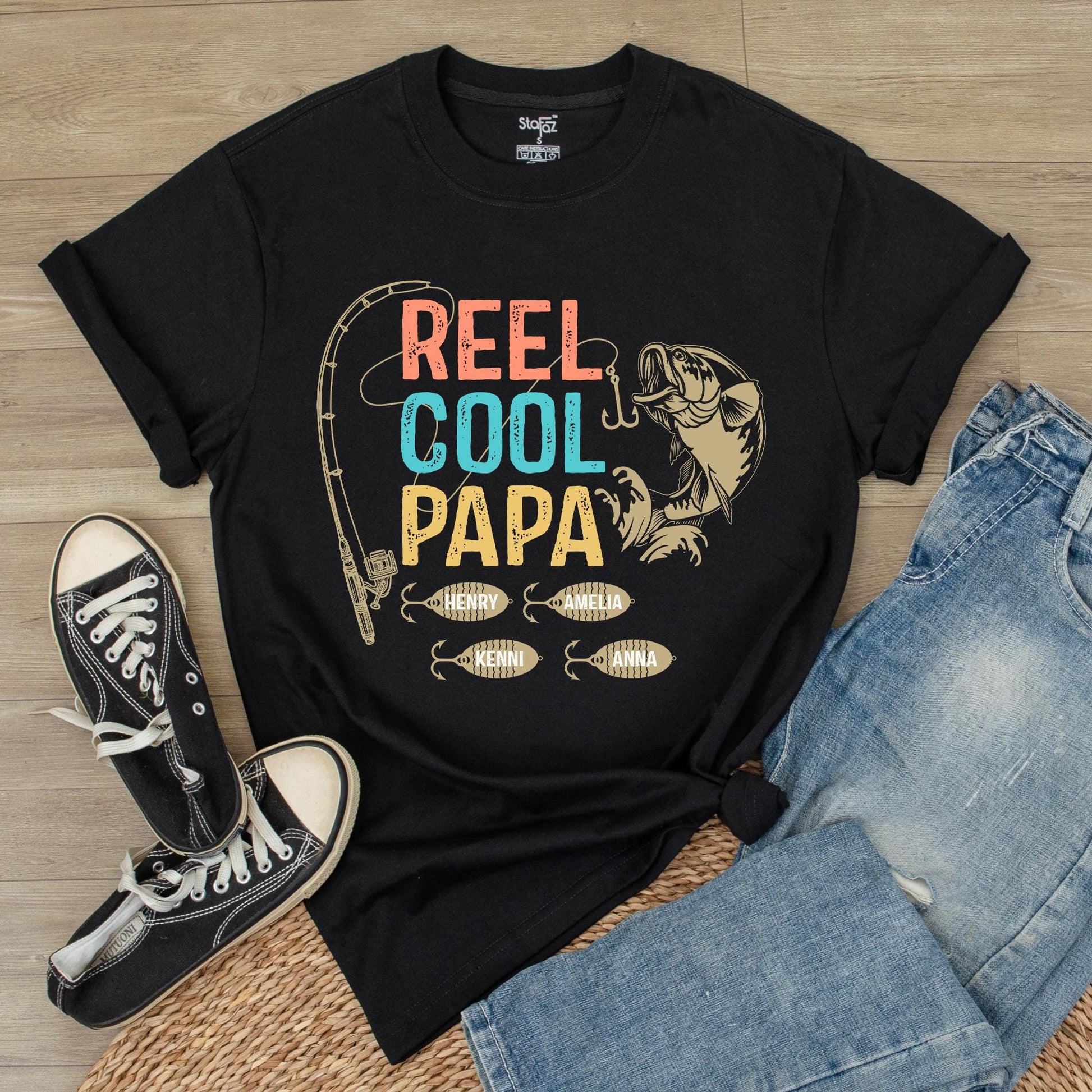 Reel Cool Papa Grandpa Fishing T-Shirt Fishing Lover Grandpa Shirt Gift for Grandpa Papa Gift