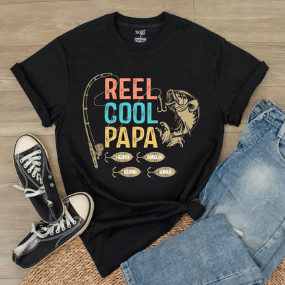 Reel Cool Papa Grandpa Fishing T-Shirt Fishing Lover Grandpa Shirt Gift for Grandpa Papa Gift