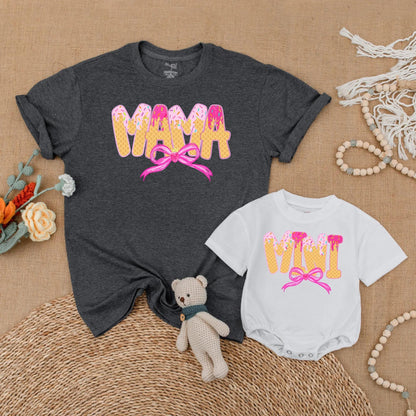 Mama and Mini Ice Cream Cone Matching Shirt Cute Mommy and Me Outfit Sweet Sprinkle Mother Daughter Gift
