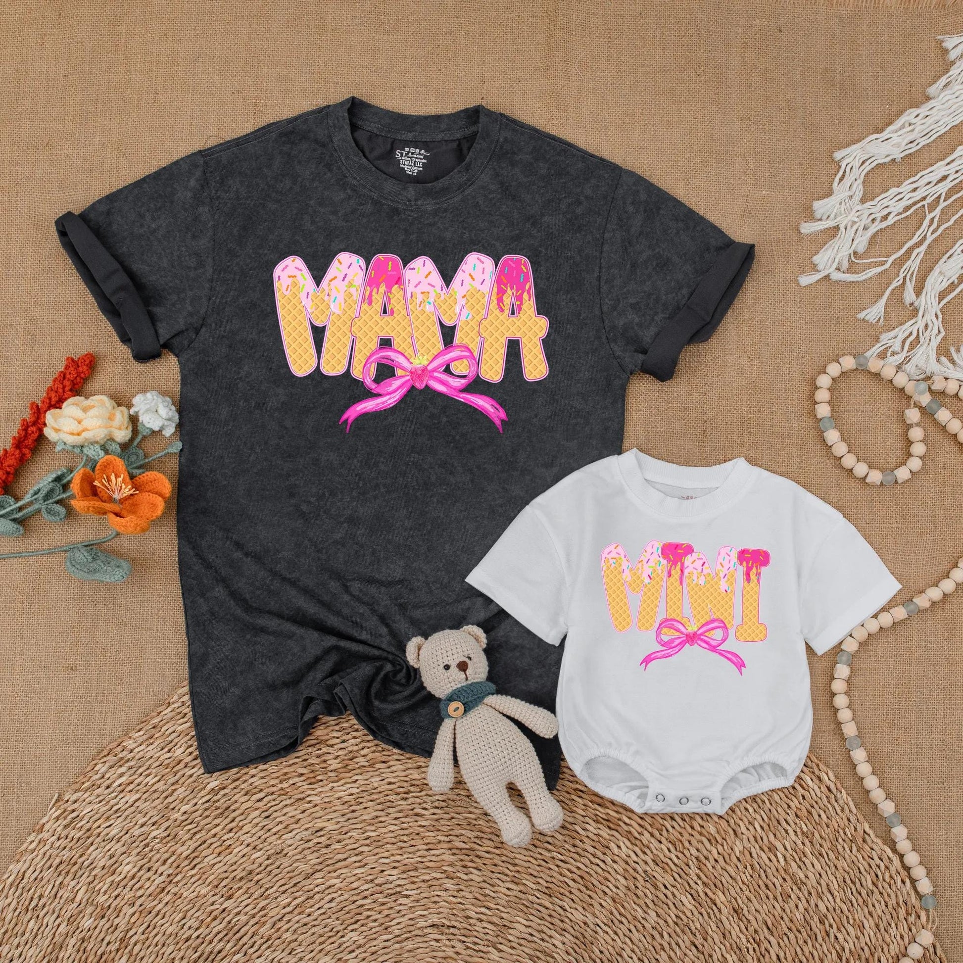 Mama and Mini Ice Cream Cone Matching Shirt Cute Mommy and Me Outfit Sweet Sprinkle Mother Daughter Gift