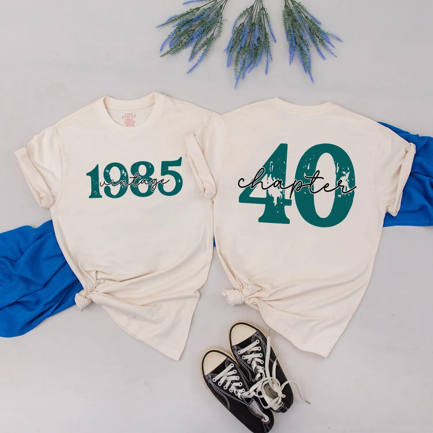 Vintage 1985 Birthday Shirt for Women, Chapter 40 Tee, Retro 40th Gift, Distressed Dark Teal Design, Best Friend Bday, Turning Forty Top (139 chars)