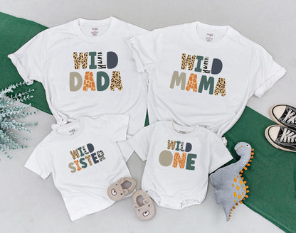Born Two Be Wild Safari Birthday Matching Family Shirts 1st Two Wild Zoo Animal Squad Outfit Natural Cotton Comfortable