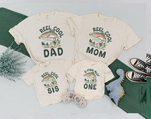 O Fishally One Birthday Fishing Outfit Baby Romper Mommy and Me Matching Family Reel Cool Dad First Birthday Party Celebration