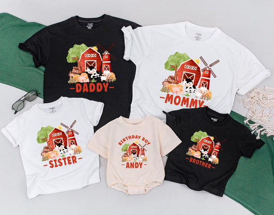 Matching Family Farm Birthday Shirts: Barnyard Theme for Baby Boy's 1st Birthday Outfit, Farm Animal Shirt, Mommy and Me