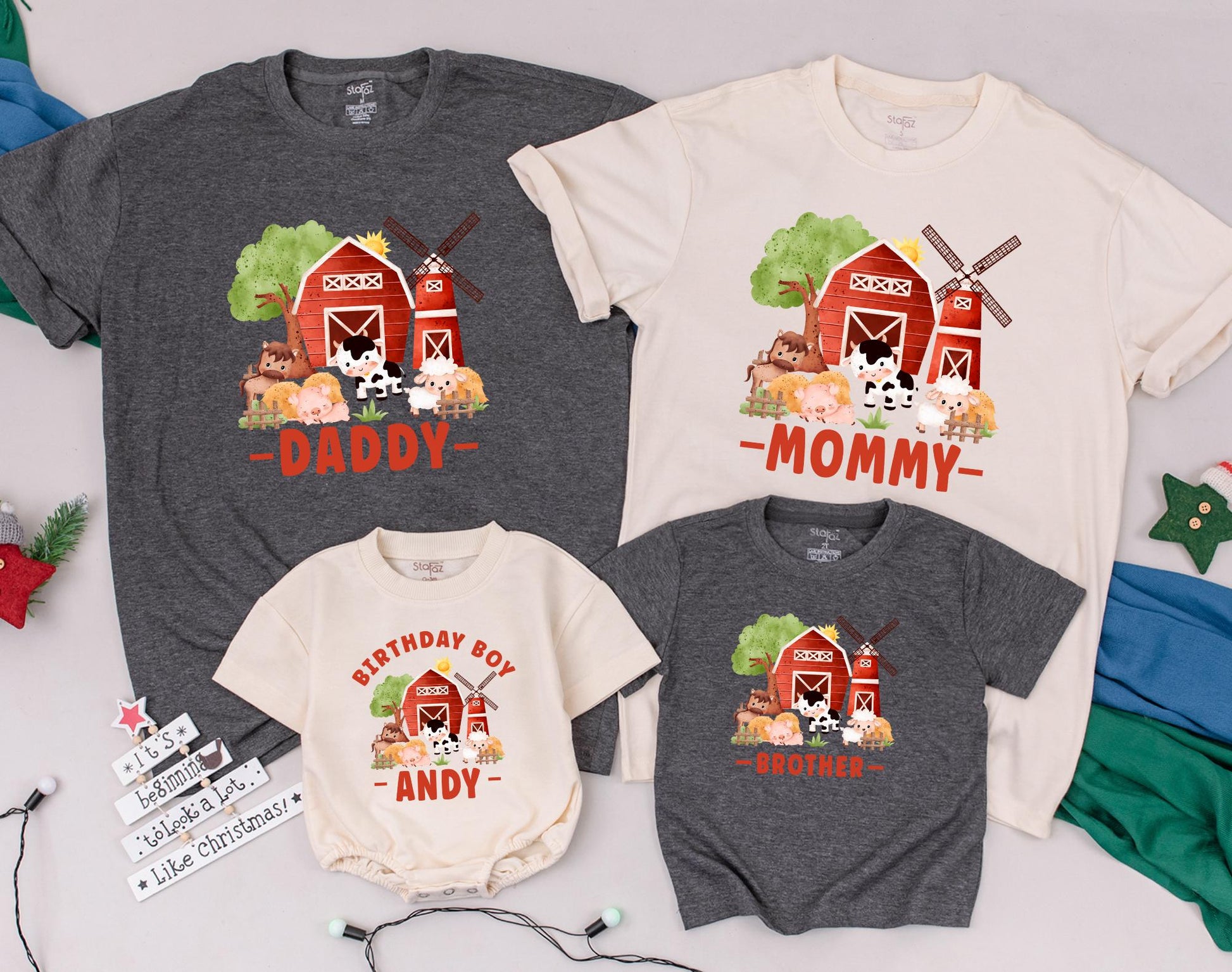 Matching Family Farm Birthday Shirts: Barnyard Theme for Baby Boy's 1st Birthday Outfit, Farm Animal Shirt, Mommy and Me